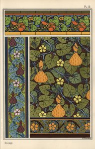 Kalebass i tapeter, målat glas och tygmönster av Eugene Grasset