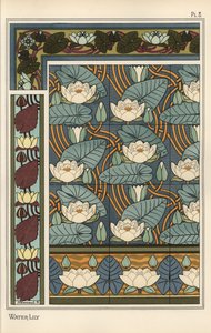 Näckrosen, Nelumbo lutea, i tapeter och kakelmönster av Eugene Grasset