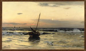 E.Dücker, Solnedgång vid havet