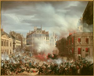 Revolutionen 1848: "" Brand i det kungliga slottets vattentornstorget den 24 februari 1848". Målning av Eugene Hagnauer av Eugene Hagnauer