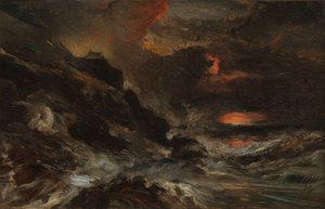 En storm utanför Normandiekusten, troligen 1850-talet. av Eugene Isabey