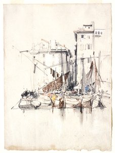 Vid havet - Fiskeby av Eugene Isabey