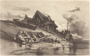 Fiskarstugor av Eugene Isabey