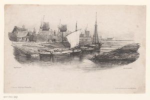 Hamn med båtar och väderkvarnar Gå ombord på kanalen Memories of Eugène Isabey (serietitel) Souvenirs d