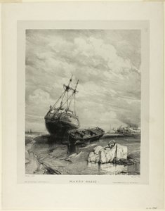 Low Tide, tallrik sex från Six Marines av Eugene Isabey
