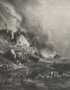 Ombyggnad av ett fartyg vid lågvatten, 1833. av Eugene Isabey
