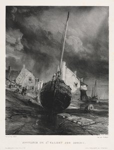 Sex marinsoldater: Souvenir från Saint Valéry sur Somme av Eugene Isabey