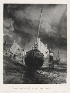 Sex marinsoldater: Souvenir från Saint Valéry sur Somme, 1833. av Eugene Isabey