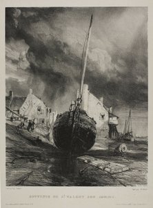 Souvenir från St. Valéry-sur-Somme, tallrik tre från Six Marines av Eugene Isabey