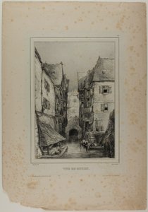 Vy över Rouen, plansch tre av Eugene Isabey