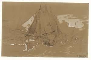 Fiskebåt i en storm av Eugene Isabey