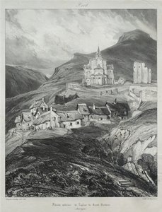 Pittoreska och romantiska resor i det antika Frankrike, Auvergne: Absid av kyrkan Saint Nectaire av Eugene Isabey