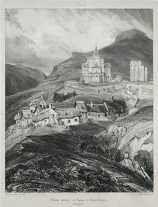 Pittoreska och romantiska resor i det antika Frankrike, Auvergne: Absid av kyrkan Saint Nectaire av Eugene Isabey