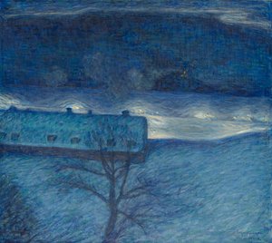 岸壁スウェーデンの冬の夜 av Eugène Jansson