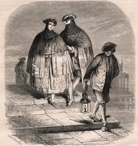 Lyktdörren i Venedig på 1700-talet - Teckning av Viollat av Gaetano Zompini (1700-1778) - The Metiers of Venice av Eugene Joseph (after) Viollat