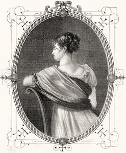 Porträtt av Madame Recamier (1777-1849) graverad av Antoine Auguste Ernest Hebert (1817-1908)