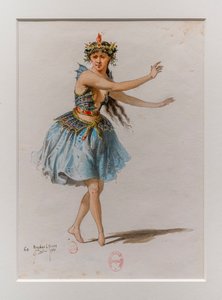 Korriganen. Balett av Charles-Marie Widor, kostymmodell. 1880, penna, akvarell och gouache på papper.