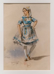 Korriganen. Balett av Charles-Marie Widor, kostymmodell. 1880, penna, akvarell och gouache på papper.