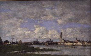 Antwerpen från Flanderns spets (olja på duk) av Eugene Louis Boudin