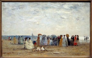 Badande på stranden i Trouville, Calvados. Målning av Eugene Louis Boudin (1824-1898) av Eugene Louis Boudin