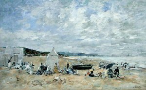 Strandscen (olja på duk) av Eugene Louis Boudin