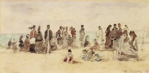 Beach Scene, 1864 (penna & bläck & wc på papper) av Eugene Louis Boudin
