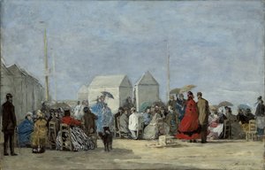 Strandscen i Trouville; Strandscen i Trouville, 1864 av Eugene Louis Boudin