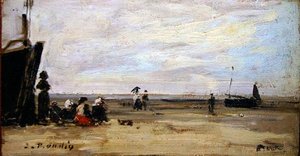 Strandscen (olja ombord) av Eugene Louis Boudin