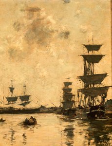 Deauville: Schooners at Anchor, 1887 av Eugene Louis Boudin