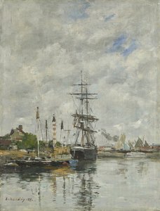Deauville, båtbassängen, 1887 av Eugene Louis Boudin