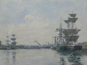 Le Havre, fartyg i en bassäng av Eugene Louis Boudin