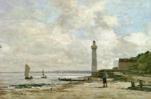 Fyren i Honfleur, 1864-66 av Eugene Louis Boudin