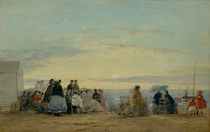På stranden, solnedgång, 1865. av Eugene Louis Boudin