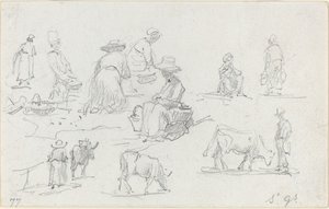 Bönder och kor [recto], 1877. av Eugene Louis Boudin