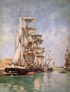 Segelbåtar (olja på duk) av Eugene Louis Boudin