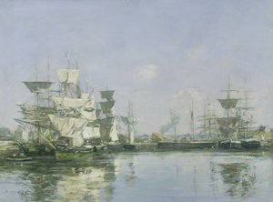 The Basin at Deauville, c.1880-85 av Eugene Louis Boudin
