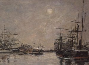 The Basin of the Barre, Le Havre av Eugene Louis Boudin