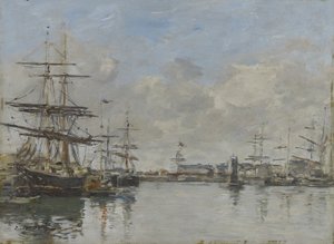 Hamnen i Le Havre, ca 1885-90 av Eugene Louis Boudin