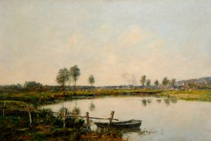 The Water Meadows i Deauville, Frankrike (olja på duk) av Eugene Louis Boudin