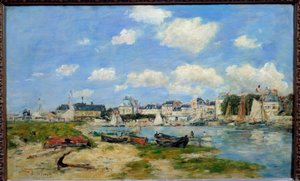 Utsikt över Trouville Beach Målning av Eugene Louis Boudin (1824-1898) 1864 Sön. 0,37x0,58 m Lyon, Musee des Beaux Arts av Eugene Louis Boudin