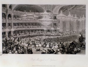 Bollmask anordnad på Opera de Paris. Gravyr av Eugene Louis Lami (1800-1890) 1843 Privat samling av Eugene Louis Lami