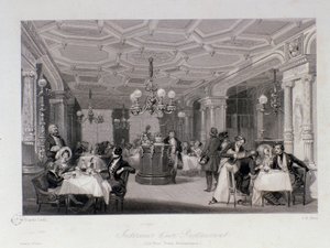 Utsikt över interiören av restaurangen "Les trois freres provencaux"" nära Palais Royal i Paris. Gravyr av Eugene Louis Lami (1800-1890) 1843 Privat samling