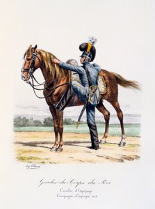 Kungens livvakter, kavaljer, spanska kampanjen, 1823 av Eugene Titeux