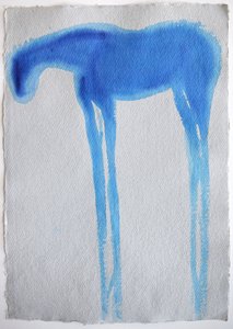 Blue Horse1, 2023 (pigment, handgjort papper)