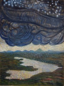Land and Light, 2022 (olja, pigment på hessian)