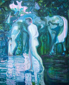 Sleepwalker 2, 2023 (olja, pigment på italienskt linne)
