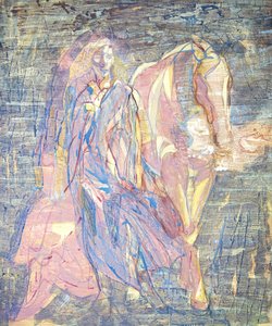 The Birth of The Goddess 3, 2020-23 (olja, pigment, lera på duk)
