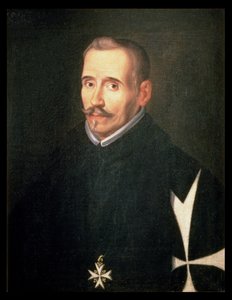 506 131-0795275/1 Porträtt av Lope Felix de Vega Carpio (1562-1635) c.1630 (olja på duk) av Eugenio (attr. to) Caxes