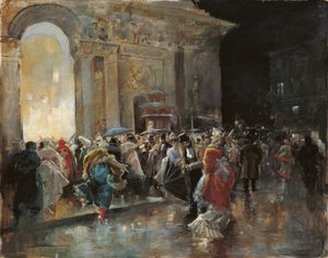 Anländer till teatern på en kväll med maskeradbal av Eugenio Lucas Villaamil