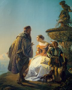 Porträtt av Tizian och Irene da Spilimbergo, av Eugenio Moretti Larese (1822-1874) av Eugenio Moretti Larese